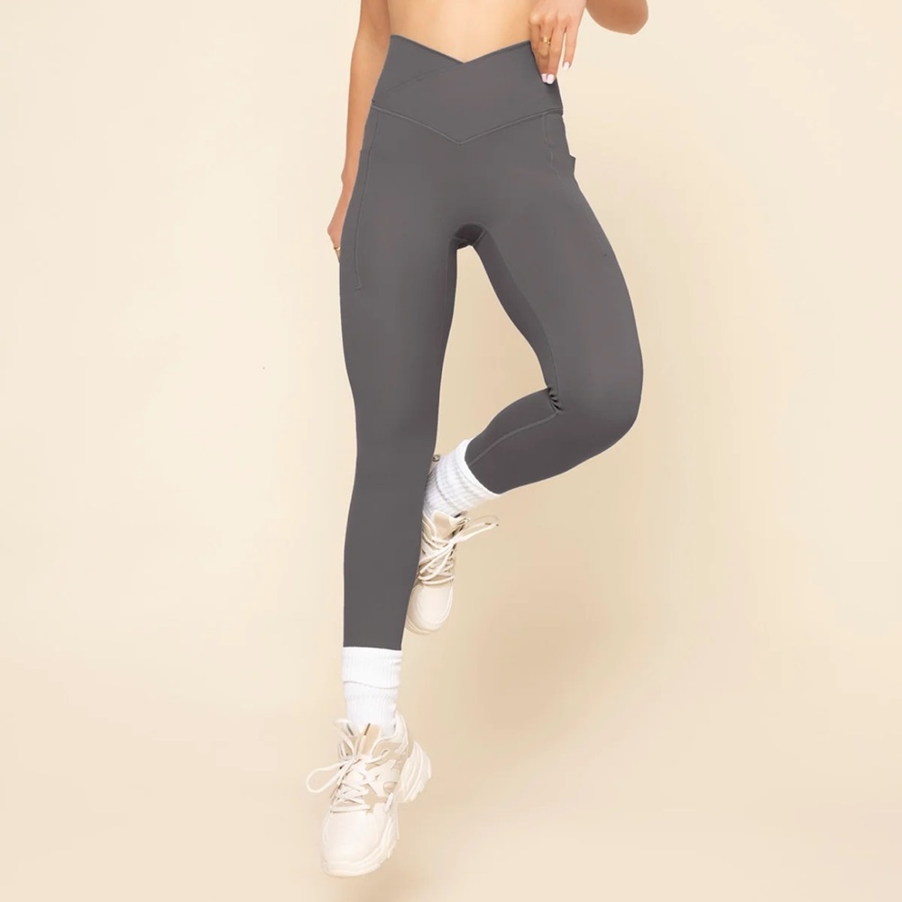 Popflex Crisscross Hourglass Legging with Pockets - Slate 2x 23” inseam